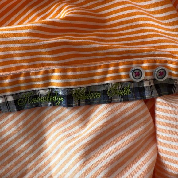Robert Graham X Men’s Long Sleeve Button Down Shirt Size XL Orange White Striped - Picture 12 of 13